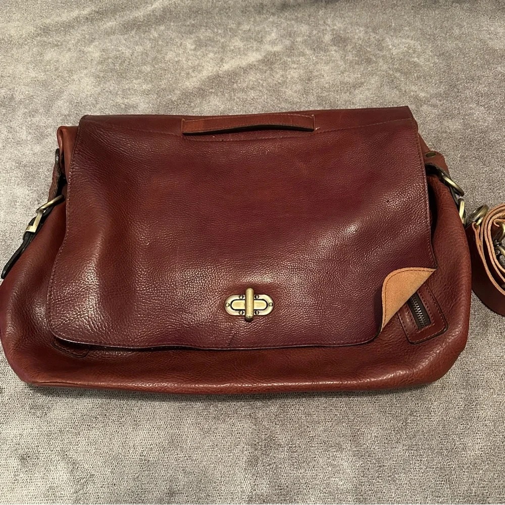 ANONIMO FIORENTINO Brown Leather Messenger Bag Briefcase Made in Italy